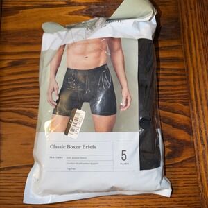 Goodfellow & Co Mens 5 Pack Classic Boxer Briefs Black Cotton Stretch NEW